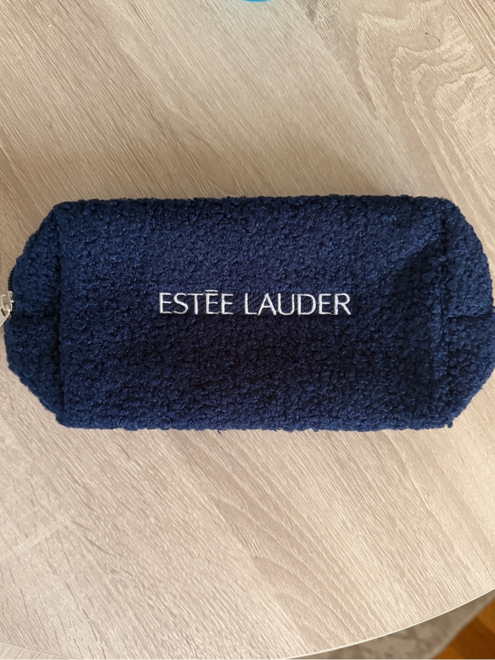 Estee Lauder Navy Blue Bouclé Cosmetic Pouch
